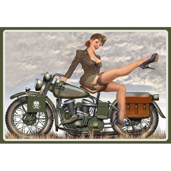Girl On Army Bike