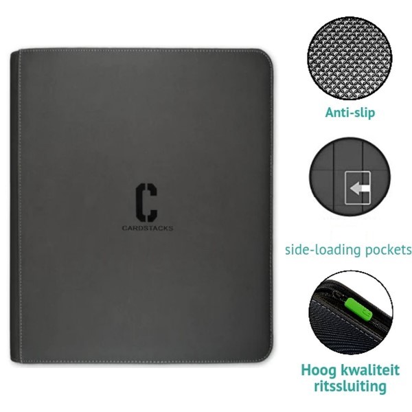 Cardstacks - Zippered Pro Binder 9 Pocket - Grijs