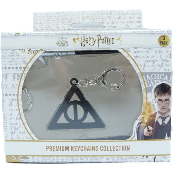 Harry Potter - Deathly Hallows + Lucius Malfoi Wand + Severius Snape Wand - Premium Keychain Collection