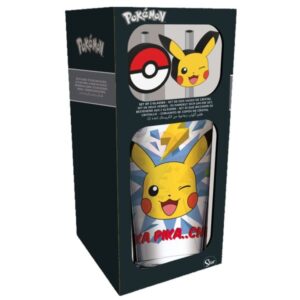 Pokemon Pikachu Glass Tumbler Met 2 Rietjes