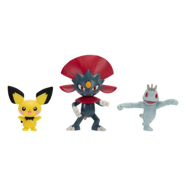 Pokémon Battle Figure Set - Pichu + Weaville + Machop - Afbeelding 2