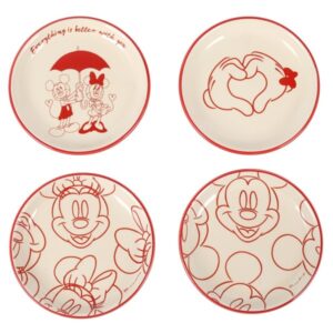 Mickey And Minnie Mouse Valentine Mini Plate Set - 4 Stuks