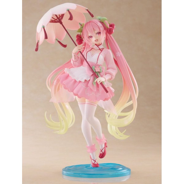 Hatsune Miku AMP PVC Statue Newley Written Sakura Miku Sakura Dress Ver. 21 cm